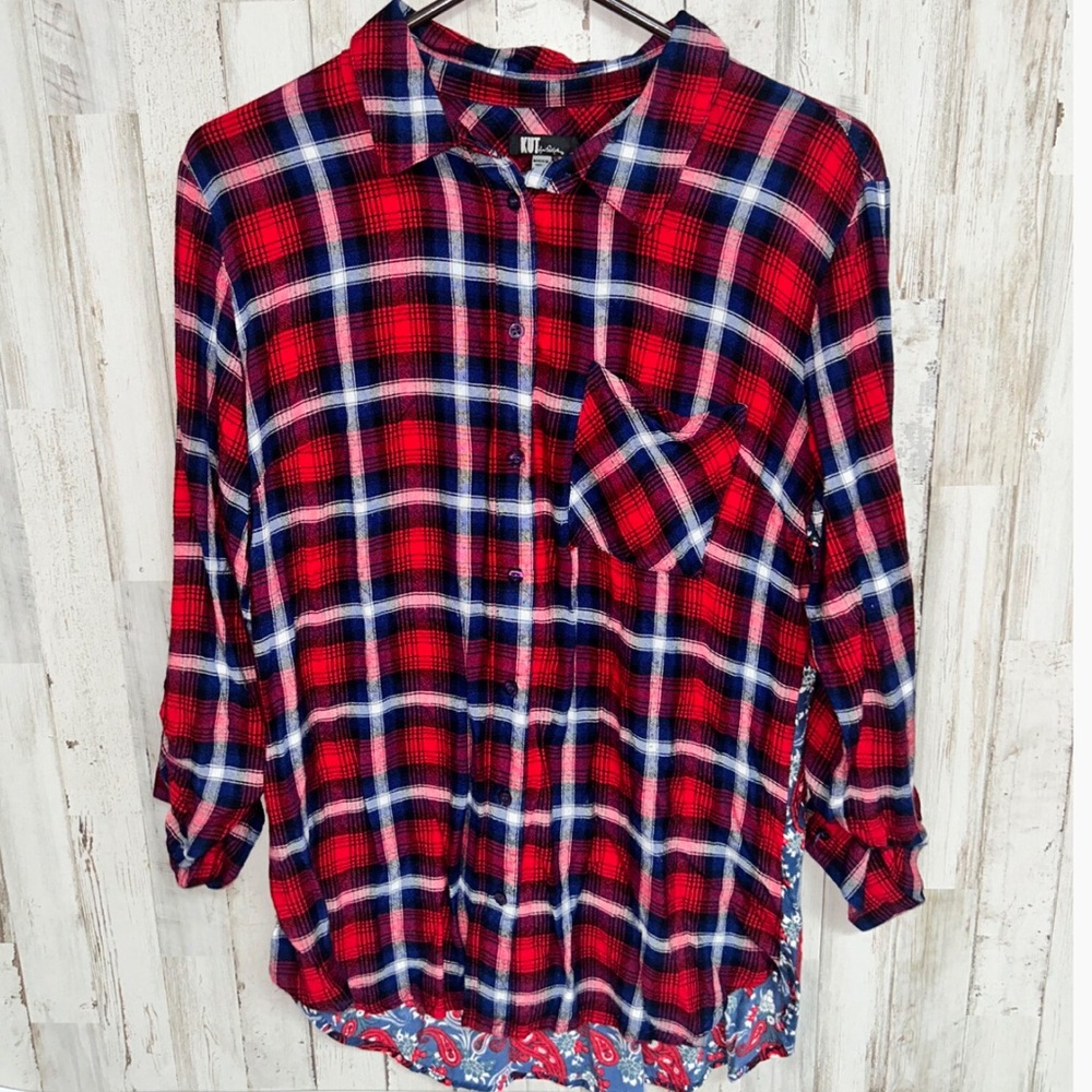 KUT FROM THE KLOTH plaid & paisley button down shirt